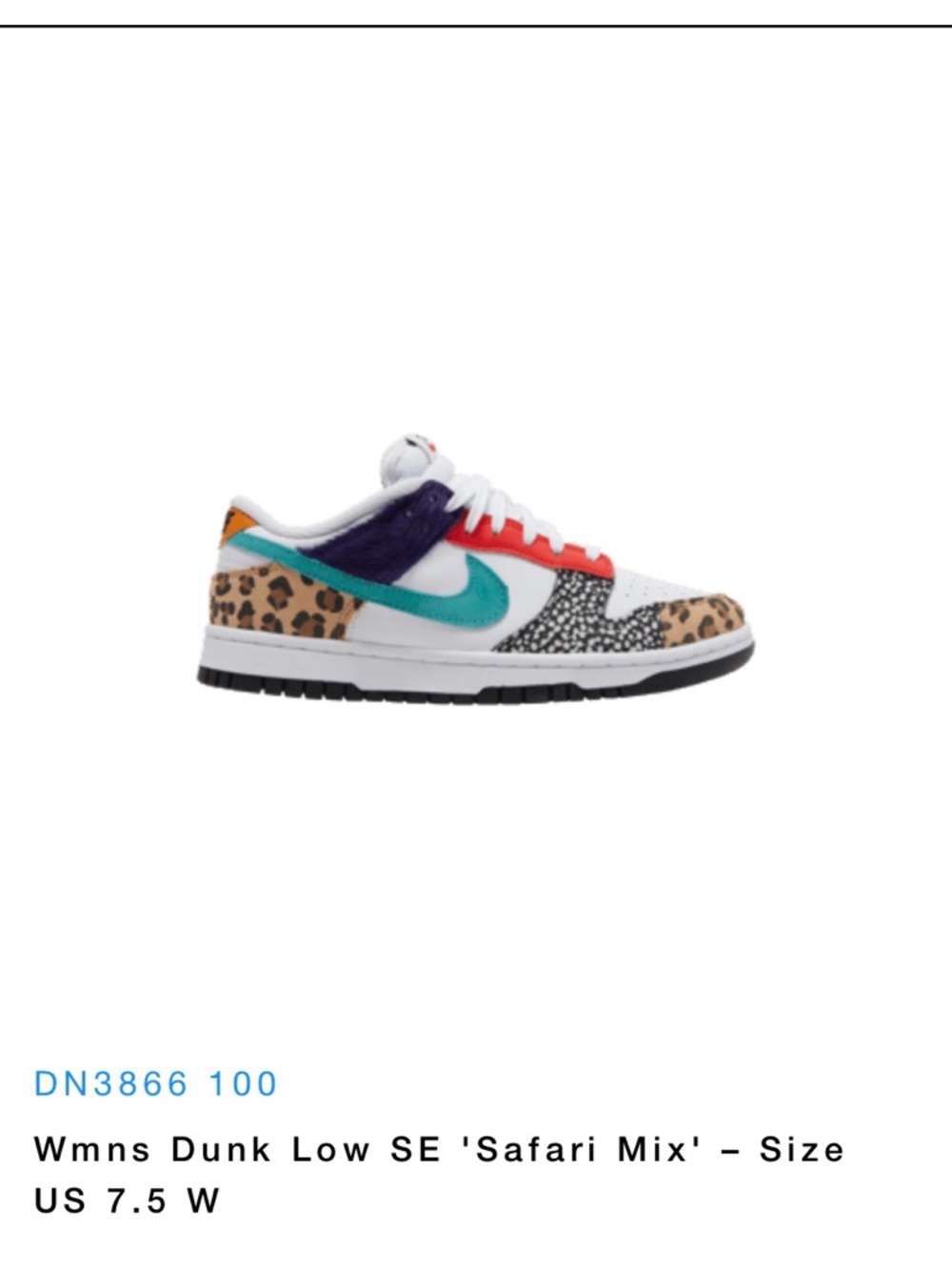 Nike Wmns Dunk Low SE – White/Teal/Purple/Red/Leopard
